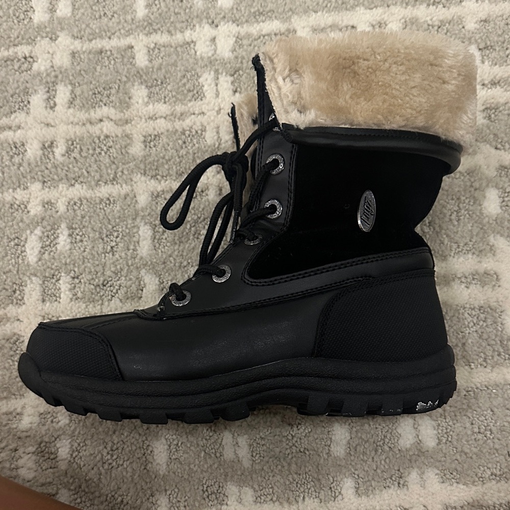 Lugz Black Winter Boots with Tan Fur